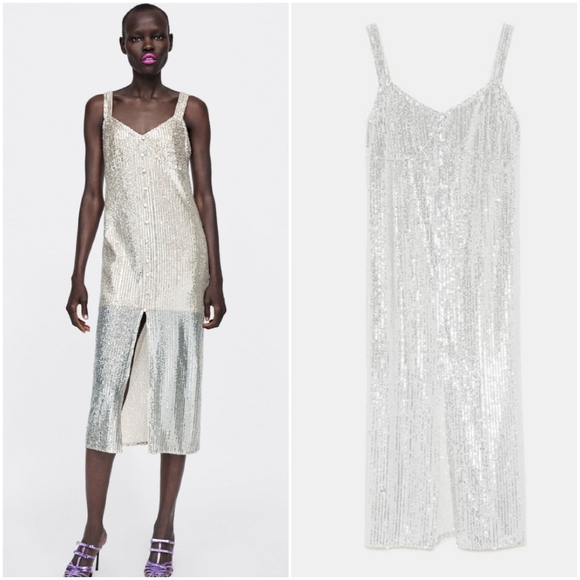 Zara silver sequin sparkly NYE dress - Picture 8 of 8